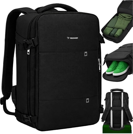 Turistický batoh Trizand s USB portom čierny