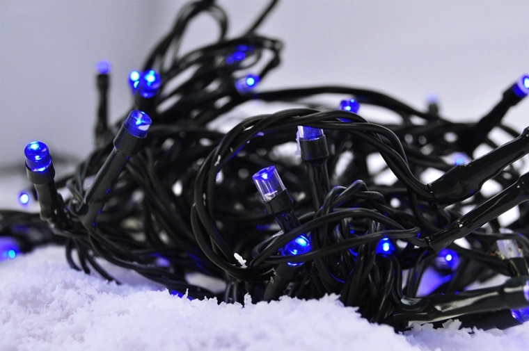 Solight LED vianočná svetelná reťaz 3 m, 20 LED, modré svetlo, zelený kábel