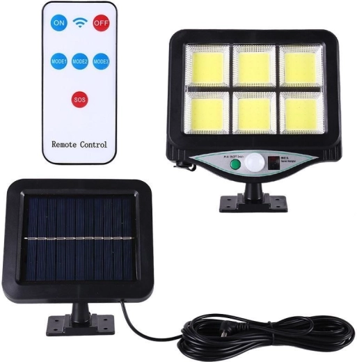 Solárna LED lampa s PIR snímačom pohybu a súmrakovým senzorom + diaľkové ovládanie