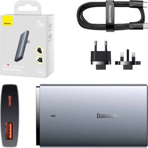 Baseus GaN5 nástenná nabíjačka 65 W USB-C + USB-A