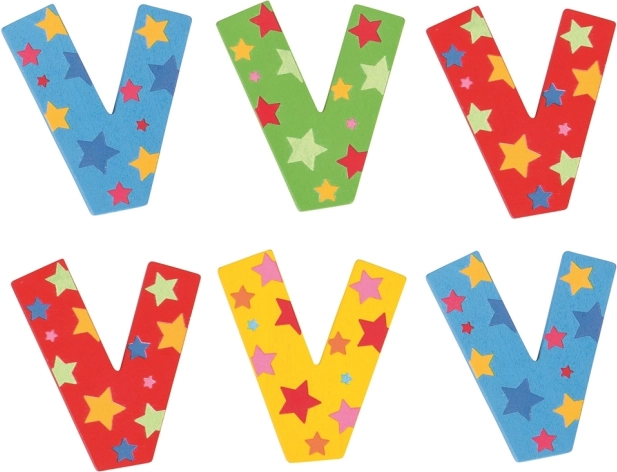 Drevené písmeno V s hviezdičkami – Bigjigs Toys