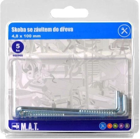 Skoba so závitom do dreva 100 × 4,8 mm, pozinkovaná (5 ks)