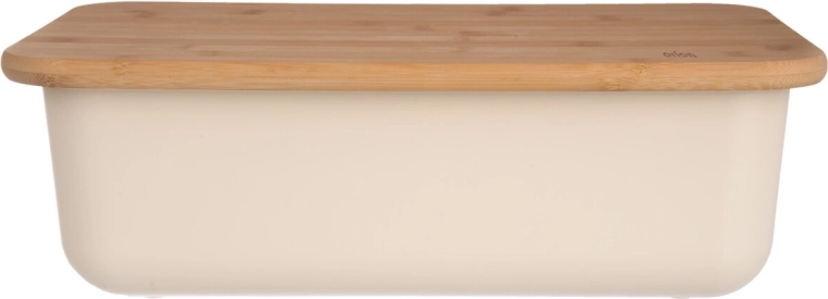 Chlebník z plastu a bambusu béžový 40 × 23 × 13 cm
