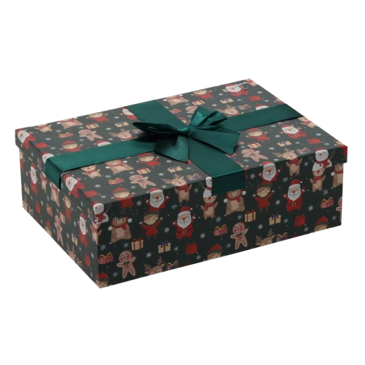 Vianočná darčeková krabica so zelenou mašľou 30,5 × 22 × 10 cm - 1 kus
