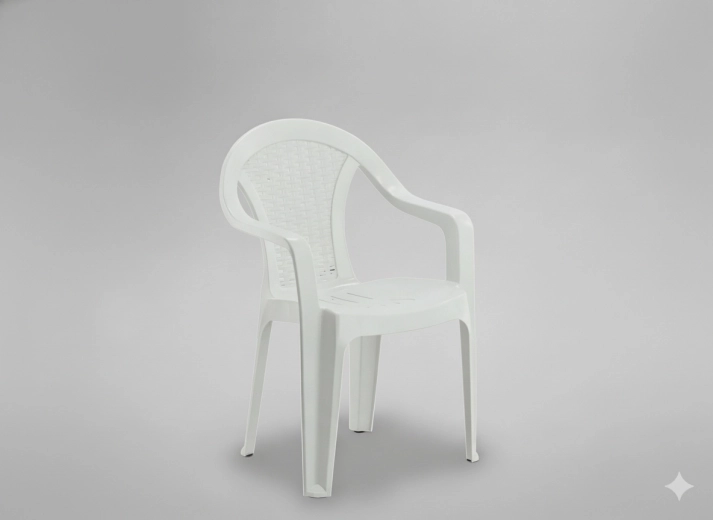 Záhradné kreslo s podrúčkami, biele 56 × 42 × 78 cm