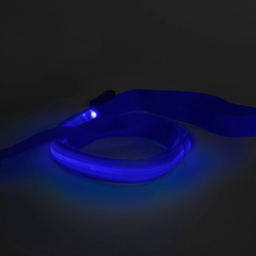 LED vodítko s akumulátorom, 120 × 2,5 cm, modré