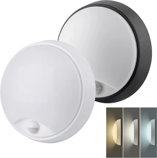 Solight LED vonkajšie svietidlo s pohybovým senzorom a voľbou CCT, 15/18/20 W, 1800 lm, 22 cm, čierne/biele