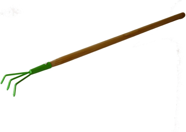 Detský záhradný pazúrik s tromi hrotmi s drevenou násadou 75 cm
