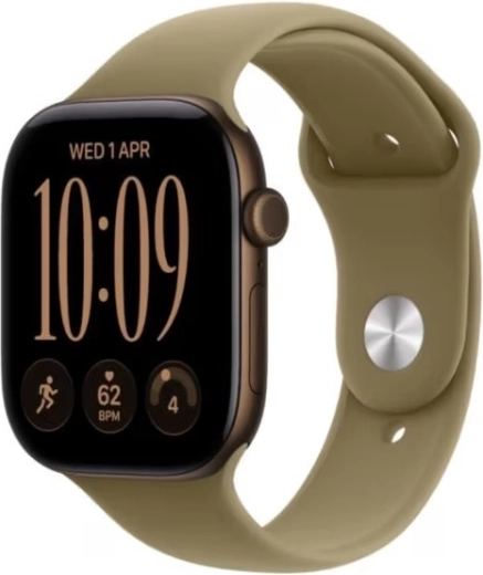 Apple Watch Series 12 GPS + Cellular 42 mm s tmavohnedým hliníkovým puzdrom a olivovým športovým remienkom S/M