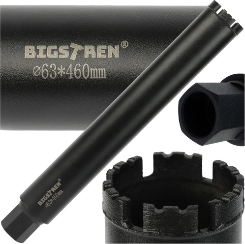 Diamantová jadrová korunka 63 × 450 mm BIGSTREN, závit 1-1/4" UNC pre betón a kameň