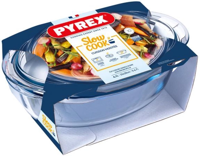 Oválny pekáč s vekom PYREX 4,1 l sklo