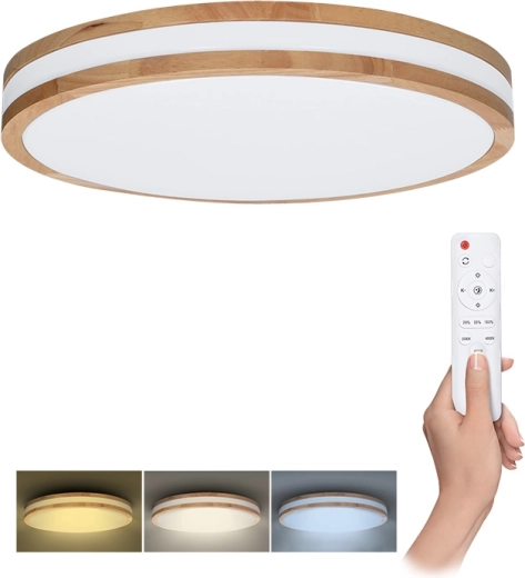 Solight LED stropné/nástenné svietidlo Woody s diaľkovým ovládačom, 48 W, 38 cm, stmievateľné, zmena teploty svetla