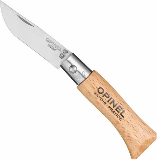 Opinel N°02 Inox vreckový nôž 3,5 cm z bukového dreva