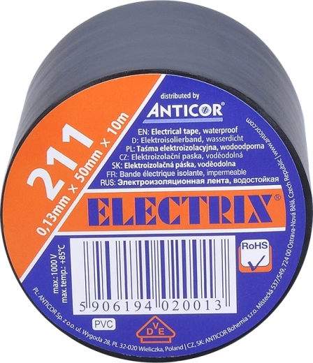 Solight izolačná elektro páska 50 mm × 0,13 mm × 10 m čierna