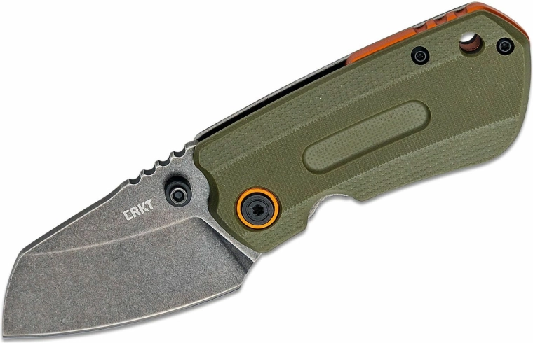 CRKT Overland Compact vreckový nôž 5,7 cm, Black Stonewash, zelená G10