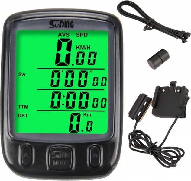 Vodotesný cyklopočítač s LCD displejom a 27 funkciami