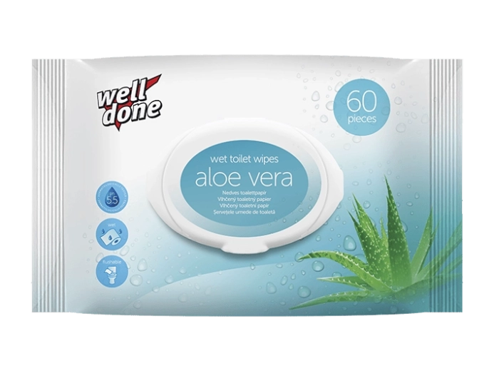 Well Done vlhčený toaletný papier Aloe Vera 60 ks