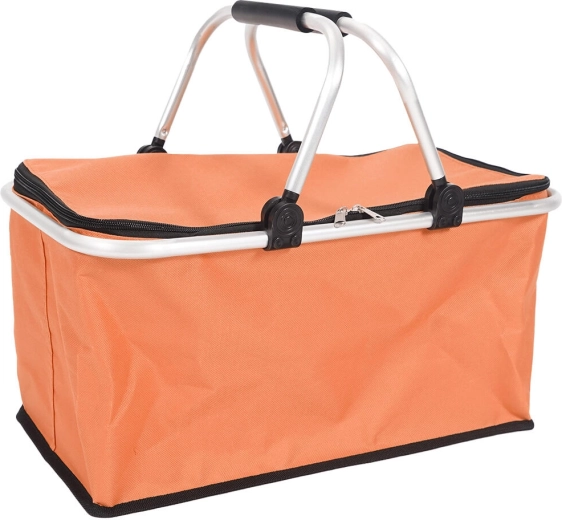 Skladací nákupný košík 46 × 27 × 23 cm, hliník a polyester, oranžový