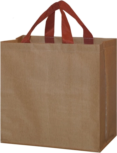 Nákupná taška z laminovaného polypropylénu 35 × 35 × 20 cm, béžová