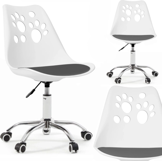 Ergonomická detská otočná kancelárska stolička Bauerkraft bielo-sivá