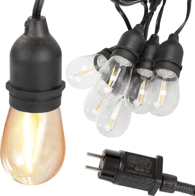 Záhradná svetelná girlanda GARDEN GIRL, 10 LED žiaroviek E27, 10 m, IP44