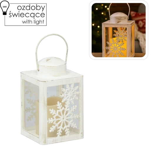 Vianočný lampáš s LED sviečkou 10 × 10 × 17 cm - 1 kus