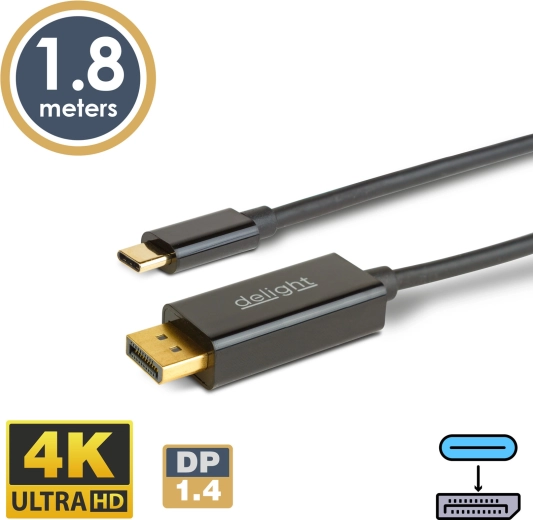 Kábel USB-C na DisplayPort 1.4 4K, 1,8 m