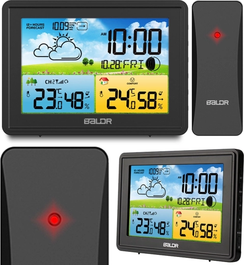 Digitálna meteorologická stanica s farebným displejom a DCF77, čierna
