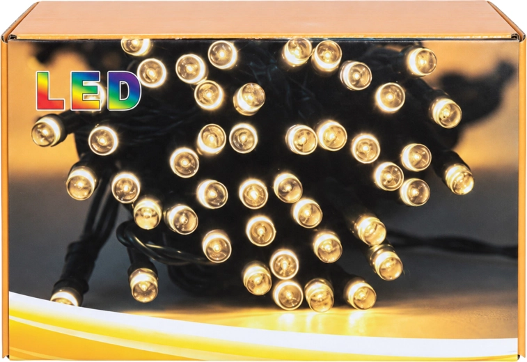 Solárna vianočná LED svetelná reťaz 7,5 m, 50 LED, biela