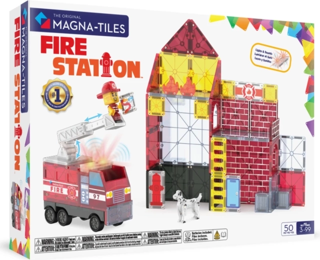 Magna-Tiles magnetická stavebnica – hasičská stanica (50 dielikov)