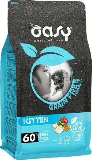 Oasy Grain Free Kitten Fish 7,5 kg – bezobilninové granule pre mačiatka
