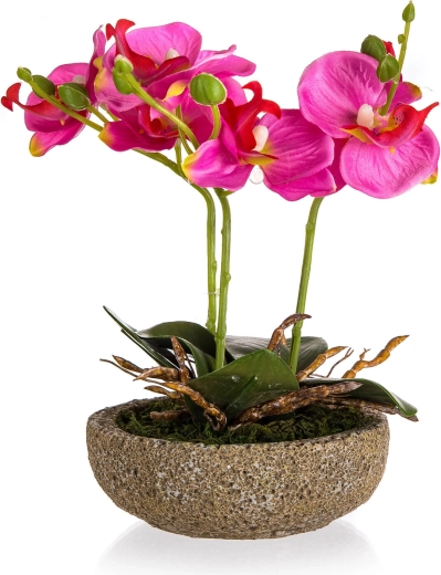 Umelá fuchsia v betónovom kvetináči 21,5 cm