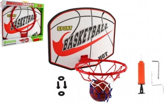 Basketbalový kôš na stenu s loptou a pumpičkou