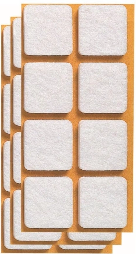 Plstené samolepiace podložky pod nábytok 20 × 20 mm, biela (24 ks)