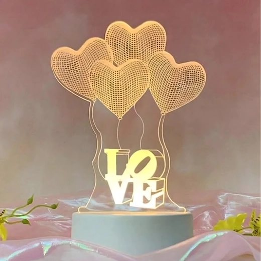 Nočná LED lampa Love srdce 3D ilúzia na USB