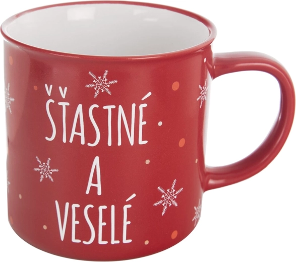 Keramický hrnček Vločka „Šťastné a veselé“ 0,51 l