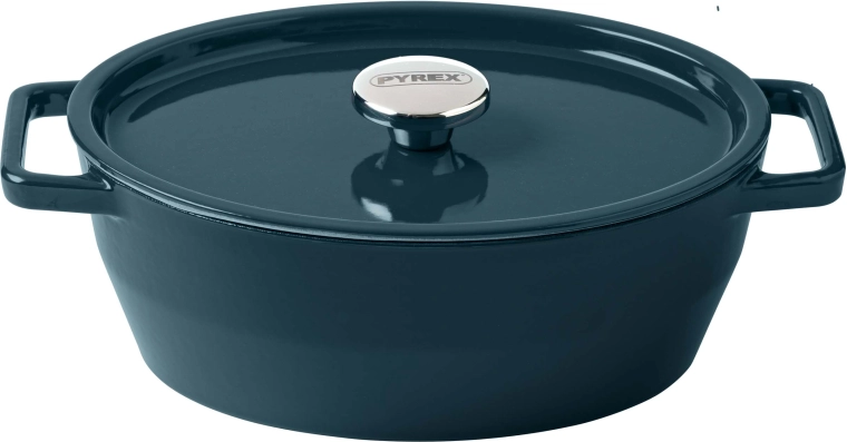 Pyrex liatinový kastról s pokrievkou 24 cm, 4 l, tmavozelený