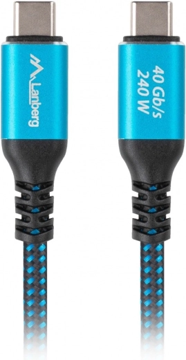 USB‑C kábel USB4 0,5 m, 240 W, 8K 60 Hz – čierno‑modrý