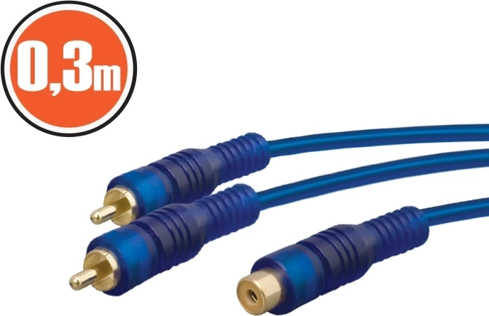 RCA rozbočovací kábel 0,3 m modrý
