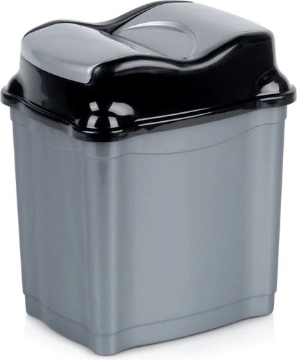 Plastový odpadkový kôš 5 l so sklopným vekom, sivý