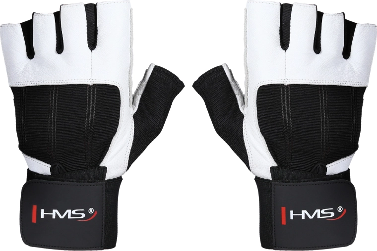 Fitness rukavice HMS s podporou zápästia RST04 biele – XXL