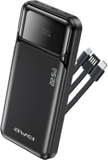 Awei powerbanka 10000 mAh so vstavanými káblami