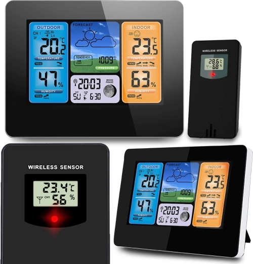 Digitálna meteostanica s farebným displejom BD-902, čierna