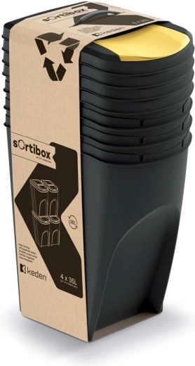 Sada 4 košov na triedený odpad Sortibox 4×35 l – recyklovaná čierna