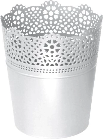 Kvetináč s čipkou LACE 13,5 cm biely