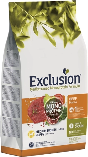 Exclusion Puppy Medium granule pre šteniatka stredných plemien – hovädzie, 3 kg