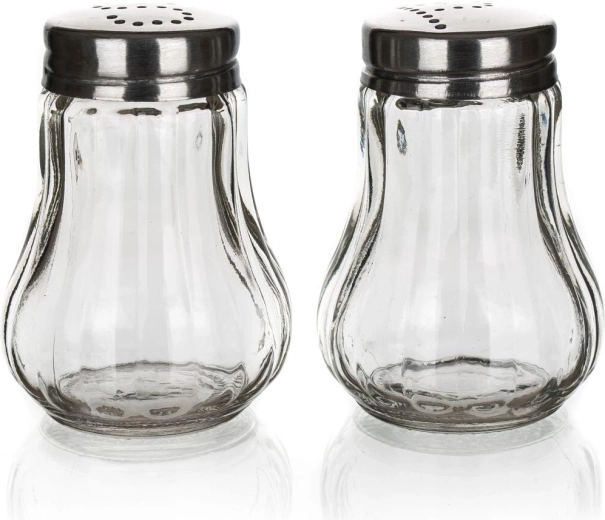 Soľnička a korenička MONO 40 ml sklo/nerez – okrúhla sada