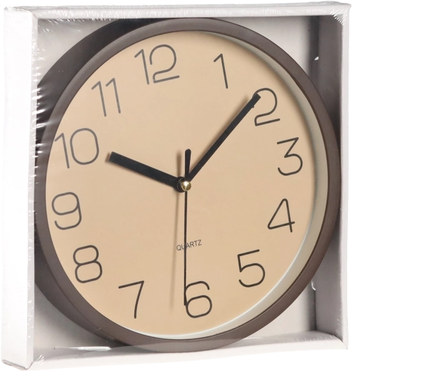 Okrúhle nástenné hodiny 20 cm bielo-hnedé
