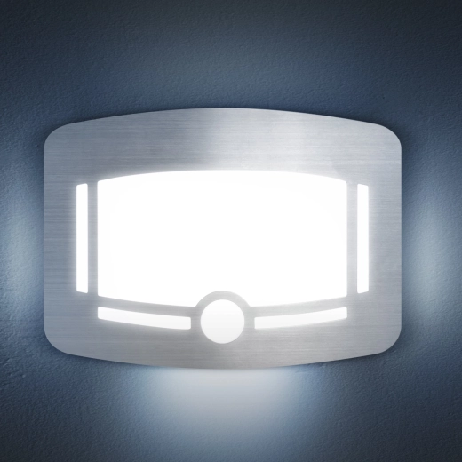 LED nočné orientačné svetlo Phenom s pohybovým a svetelným senzorom, strieborné