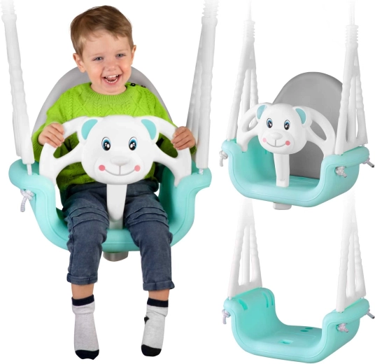 Ricokids vedierková hojdačka Medvedík 3v1 tyrkysová